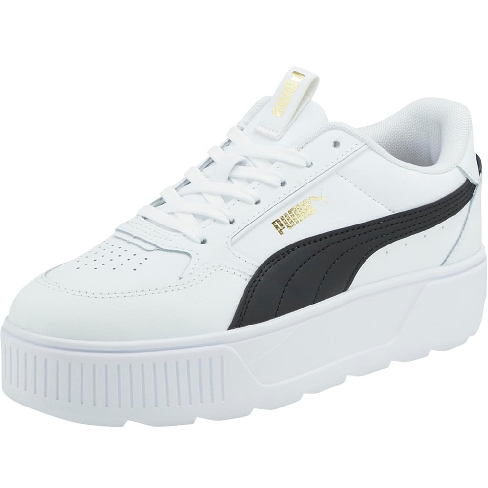 PUMA Women's White and Black Platform Sneakers, 9